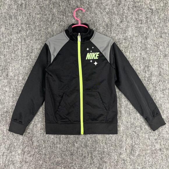 Nike Jacket Youth Large 6-7 YRS Zip Up Black Warmup Soccer Mock Neck Sweater - Picture 2 of 9